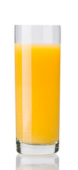 glass of orange juice on white background