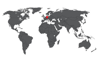 Fototapeta na wymiar Germany red on gray world map vector