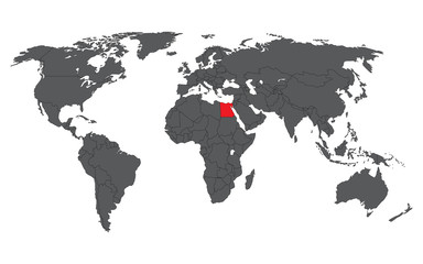 Fototapeta na wymiar Egypt red on gray world map vector