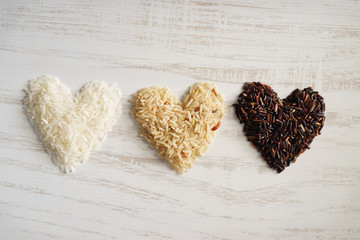 long grain rice,brown rice, healthy concept.