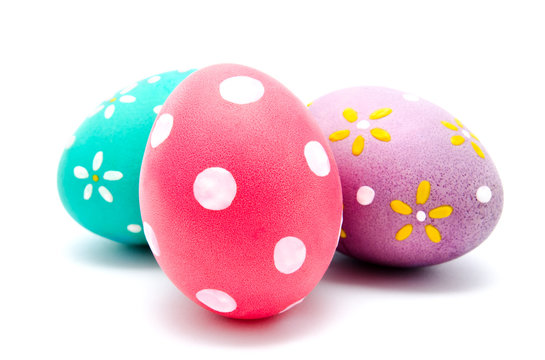 Three perfect colorful handmade easter eggs