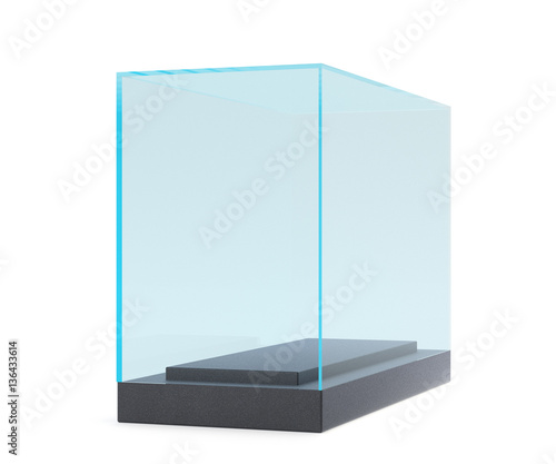 Empty Glass Showcase For Museum Exhibition On White Background Mockup Object 3d Rendering Empty Glass Showcase For Museum Exhibition On White Background Mockup Object 3d Rendering