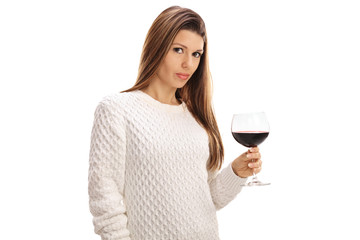 Young woman with a glass of wine