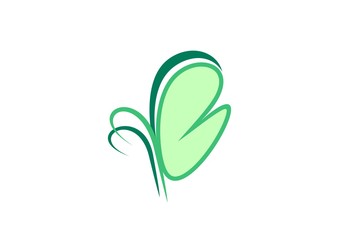 butterfly logo, letter B beauty wings symbol icon, beautiful green butterfly vector design template