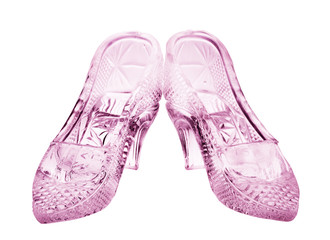 couple of isolated woman glass pink shoes