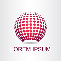 Logo stylized spherical surface with abstract shapes