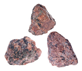 set of three isolated red granites