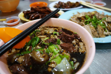 Penang duck kway chap, noodle rolls in soup