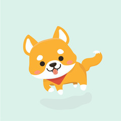 Vector illustration of cute Shiba Inu dog. 