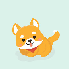 Vector illustration of cute Shiba Inu dog. 