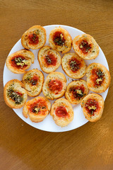 Light and delicious bruschetta appetizers with tomato and oregan