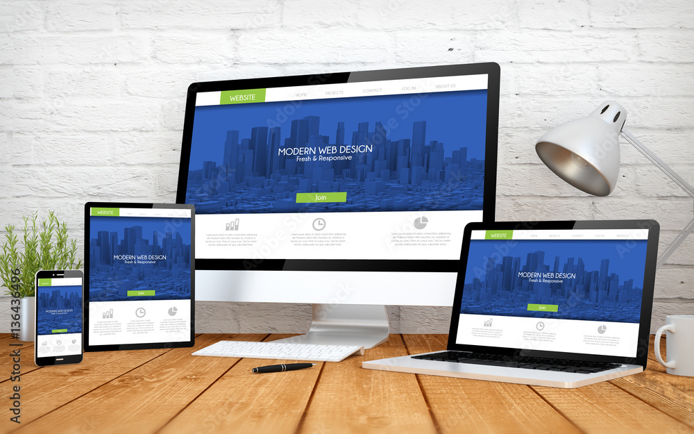 Poster modern web design screen multidevices
