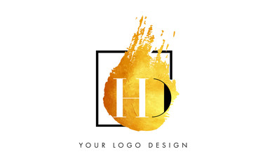 HD Gold Letter Logo Painted Brush Texture Strokes.