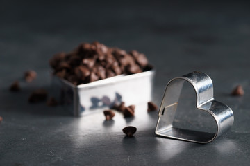 heart shape cutters with chocolate chip