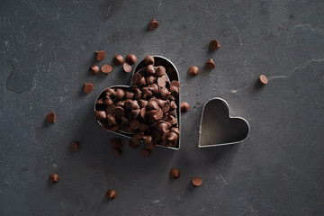 heart shape cutters with chocolate chip