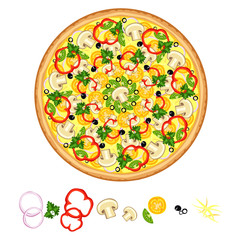Tasty Pizza, pizza with various ingredients.