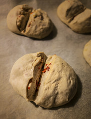 Unbaked bread with chili