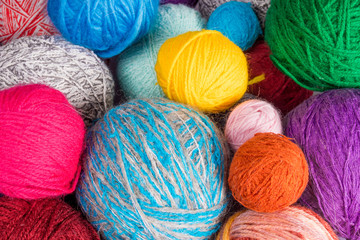Yarn for knitting. colorful wool yarn balls