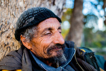 A lonely homeless man in Tunisia