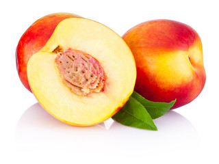 Fresh nectarines fruit isolated on a white background