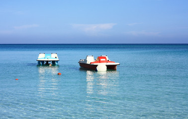 Pedal boats in the sea
