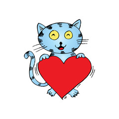  Cute cat with heart