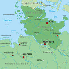 Bundesland Schleswig-Holstein - Landkarte in Grün