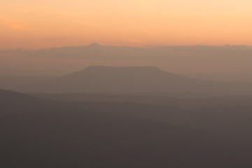 Sunset over the mountains a beautiful time.
