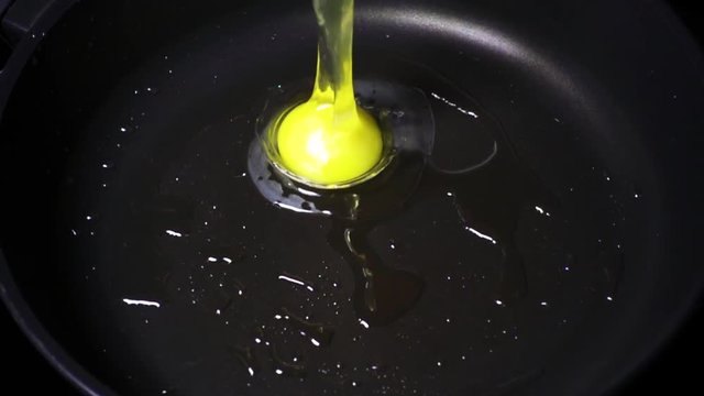 Egg Falls On A Frying Pan Super Slow Mo