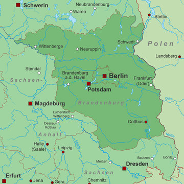 Bundesland Brandenburg - Landkarte in Grün