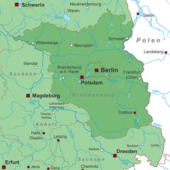 Bundesland Brandenburg - Landkarte (in Grün)