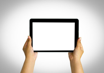 Human hand showing tablet