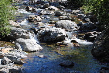 Stream of water flowing on rocks