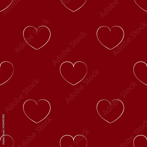 "Seamless maroon pattern with hearts. Bright background for the V