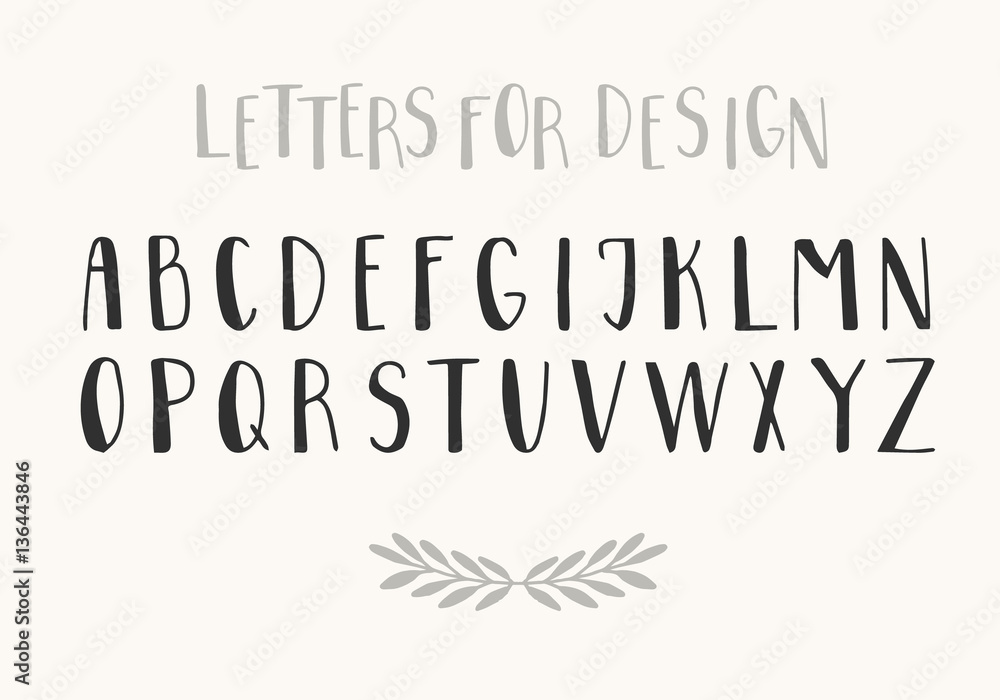 Fototapete brush black font isolated on background. vector latin script alphabet. letters for design.
