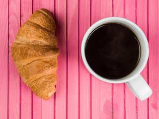 Breakfast Croissant With A Mug of Coffee
