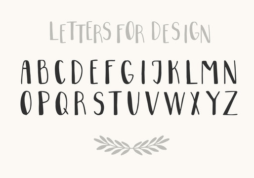 Brush black font isolated on background. Vector latin script alphabet. Letters for design.