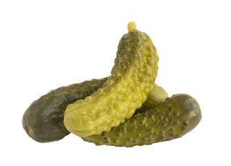 Pickled Gherkins or Cucumbers Isolated on White Background