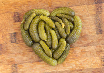 Pickled Gherkins or Cucumbers in the Shape of Heart