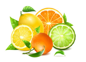 Fresh citrus with leaves