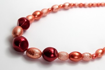 Handcrafted necklace made of oval and round opaque glass gems