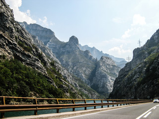Bulgarian mountain shot from car driving on highway