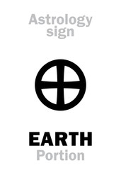 Astrology Alphabet: Sign of EARTH (Portion, or Pars Terrae). Hieroglyphics character sign (single symbol).