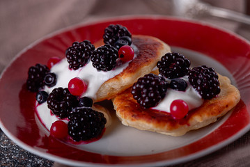 pancakes with fresh blueberries  for breakfast