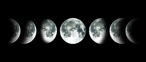 Moon lunar cycle in night sky. NASA. - obrazy, fototapety, plakaty