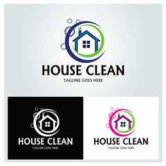 House clean logo design template. Vector illustration