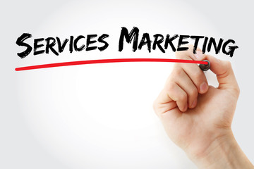 Hand writing services marketing with marker, concept background