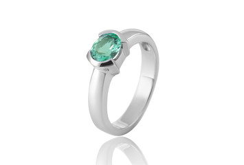 Emerald ring in gold and silver , wedding jewelry