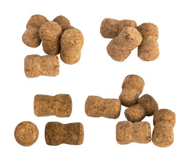Fototapeta na wymiar Collection of Used Wine Corks Isolated on White Background