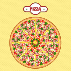 Delicious pizza from different ingredients.